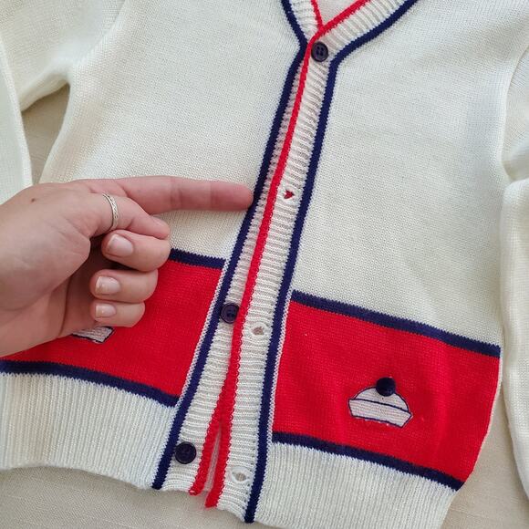 Vintage Sailor Knit Cardigan 4t *missing button - Picture 3 of 7